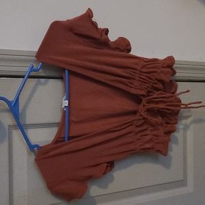 Stylish burgundy Fashion Nova tie front top